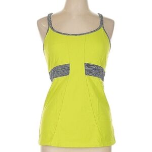 Athleta Neon Yellow Tank Top with Gray Accents